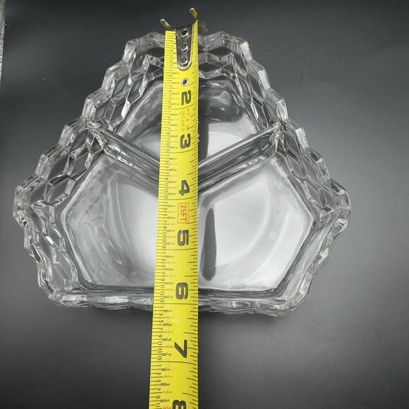 Vintage FOSTORIA AMERICAN Tray Dish Cubist Glass Divided Relish Boudoir Vanity - Picture 6 of 7